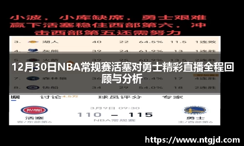 12月30日NBA常规赛活塞对勇士精彩直播全程回顾与分析